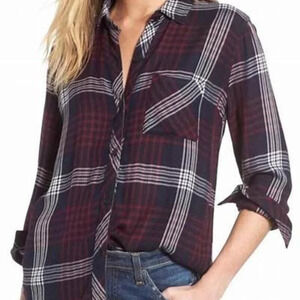 Rails Plaid Hunter Indigo Merlot‎ Button Down Flannel Top